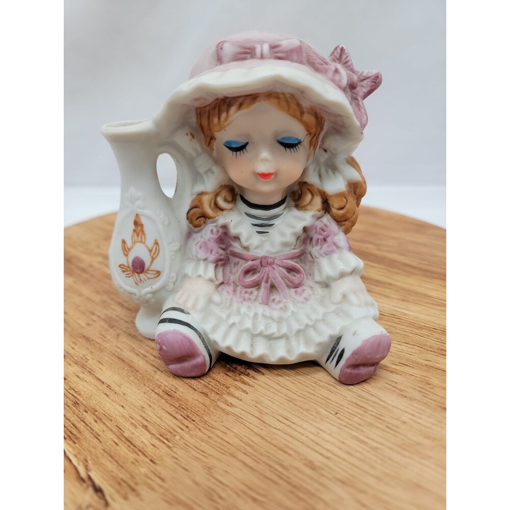 Vintage UCTCI Porcelain Girl Bud Vase 4"